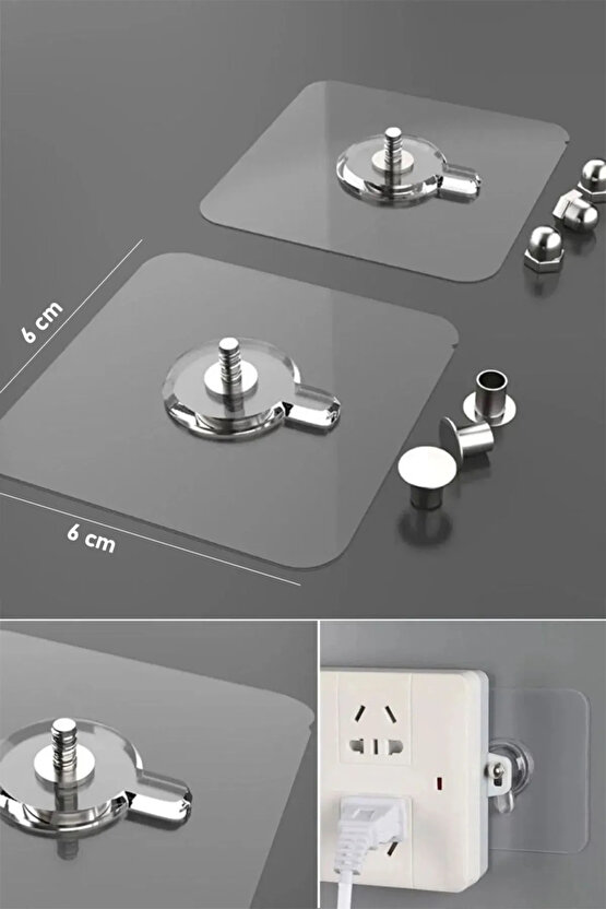 4 Adet Kendinden Yapışkanlı Tablo Askısı - Çok Amaçlı Yapışkan Vida Çivi