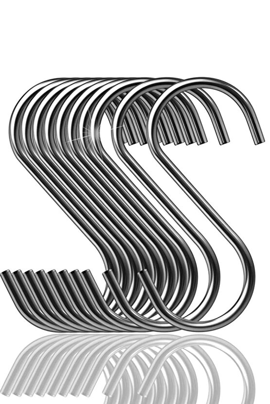 10 Adet Metal S Kanca - Mutfak Askısı Banyo Askısı Pano Askısı Çok Amaçlı Düzenleyici Askı