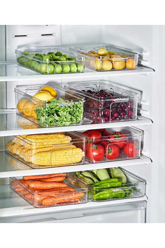 4x Adet Frossa Buzdolabı Organizeri 3LT Saklama Kabı & Erzak Kabı & Düzenleyici
