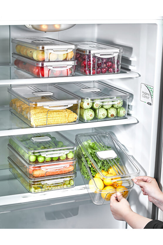 4x Adet Şeffaf 2 LT  Frostora Kapaklı Buzdolabı Organizeri & Saklama Kabı & Düzenleyici & Erzak Kabı