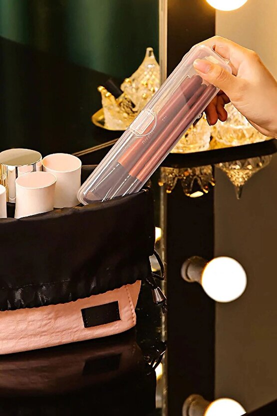 İki Adet Şeffaf Makyaj Organizer Kutusu Diş Fırça Kutusu Çok Amaçlı Düzenleyici Kutu