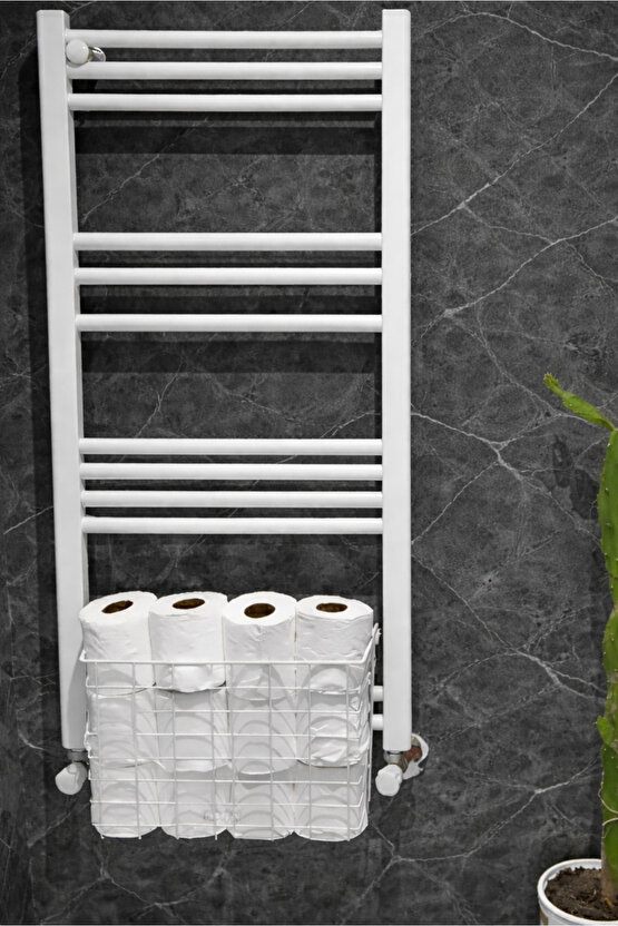 Asılabilir Havlupan Düzenleyici Banyo Havluluk Kurutma Sepeti Tuvalet Kağıdı Organizer Beyaz