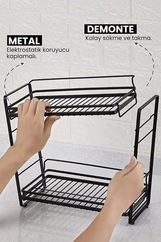 Çok Amaçlı Metal Katlı Raf |Düzenleyici Mutfak Masa Üstü Baharat Malzeme Banyo Dolap Organizeri