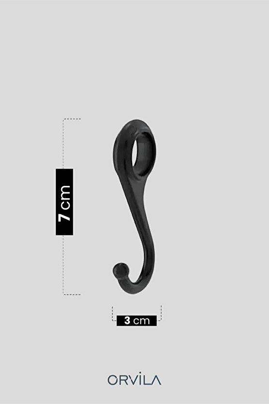 Siyah Metal Banyo Ve Mutfak Askısı 5 Kancalı Askı Demiri 24 Cm Çubuk