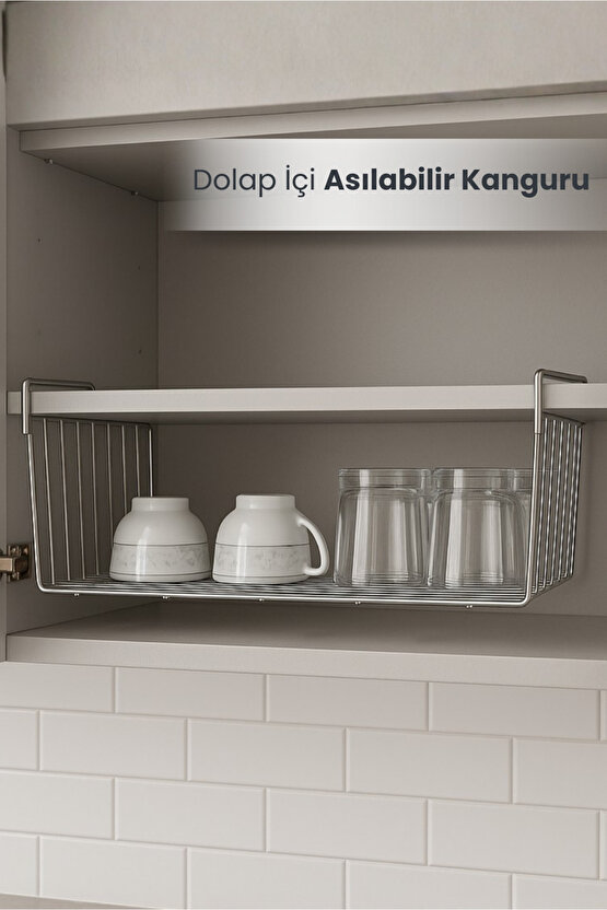 Dolap Içi Asılabilir Kanguru Model Düzenleyici Raf 36cm - Krom