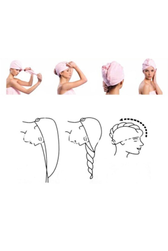 Mikrofiber Düğmeli Yeşil Renk Saç Havlusu