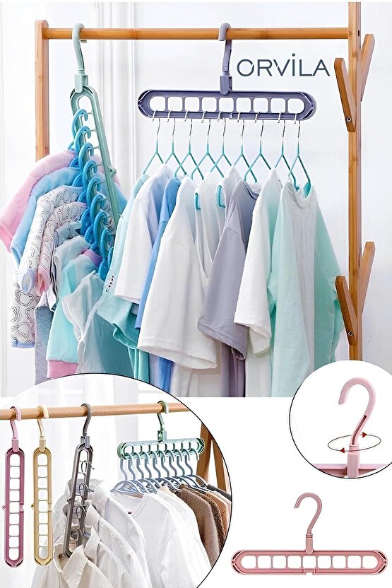 Sihirli Elbise Askısı 9 Gözlü Akıllı Askı Sihirli Askılık