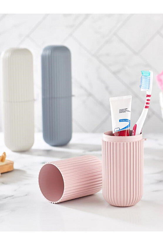 2 Adet - Diş Fırçası Kutusu Makyaj Ve Gözlük Saklama Kabı