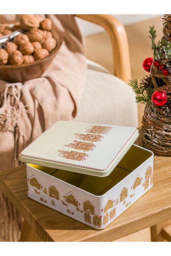 Yılbaşı Temalı Metal Saklama Kabı 17 Cm (W5)