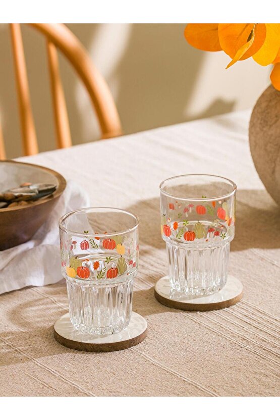 Renksiz Baskılı Cam Bardak Seti 4lü 380 Ml (W5)