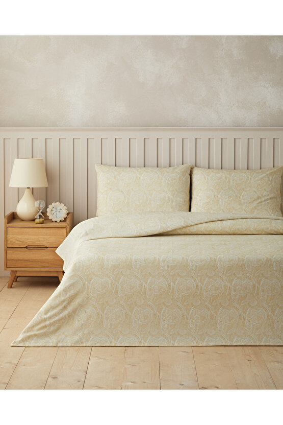 Bohemian Kolay Ütülenir Tek Kişilik Çarşaflı Nevresim Takımı 160x220 cm Hardal