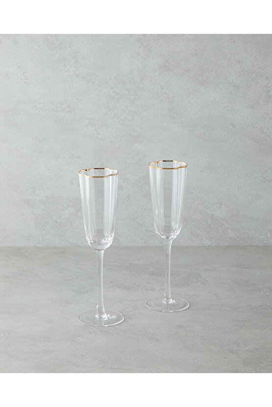 Reina Cam El Yapımı 2’li Kadeh 180 ml Şeffaf-Gold