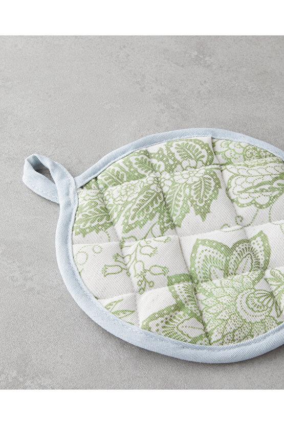 Greenery Pamuk Polyester 2 Parça Mutfak Seti 17x30 cm+20x20 cm Beyaz - Yeşil