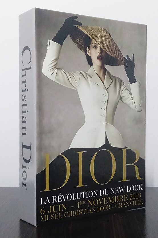 2li Dekoratif Kitap Kutu Görünümlü Dior Gelinlik & Dior Şapkalı Kadın Temalı
