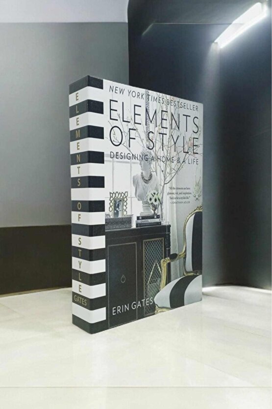 2li Dekoratif Kitap Kutu Görünümlü Elements Siyah & Beyaz Gül Temalı