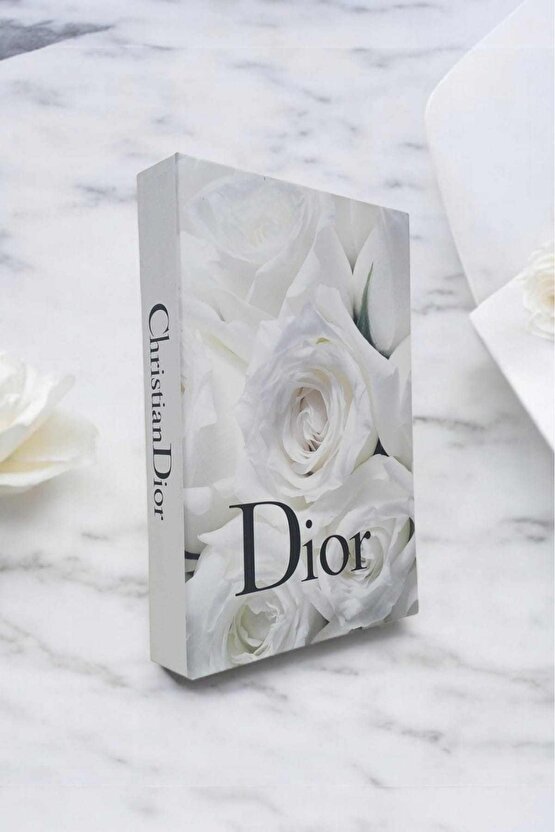 2li Dekoratif Kitap Kutu Görünümlü Chanel Siyah Gül & Dior Beyaz Gül Temalı