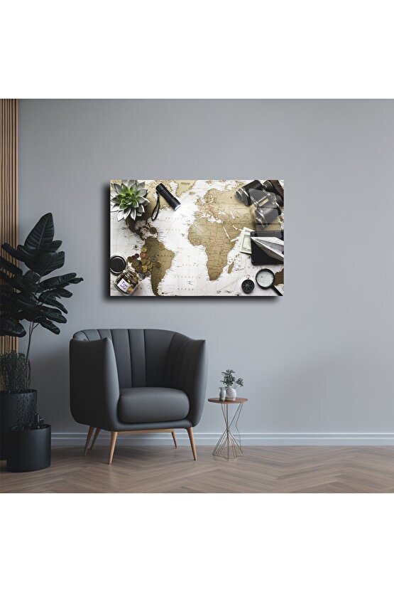 Harita Görseli Cam Tablo Duvar Dekoru 2