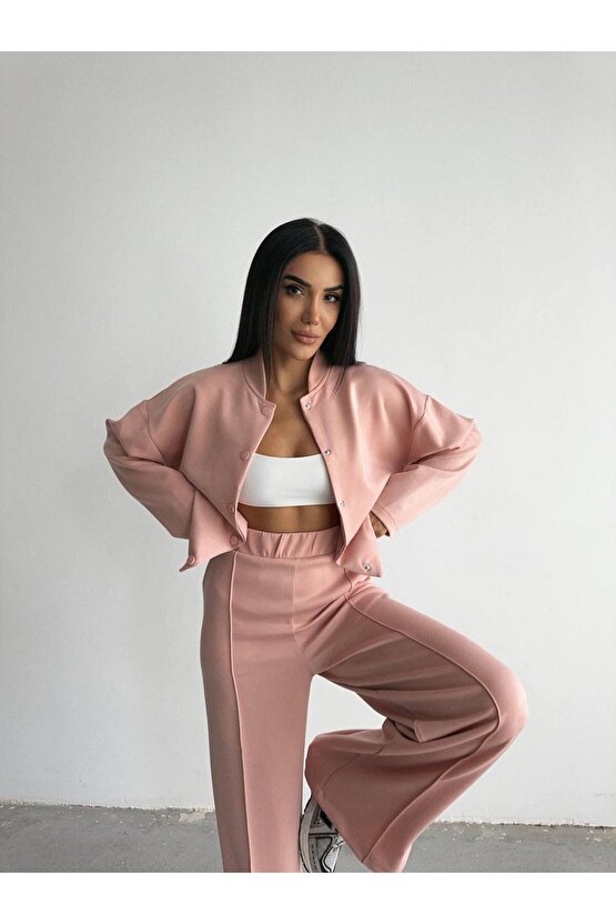 Kadın Modal Kumaş Paça Yırmaç Detaylı Alt üst Takım