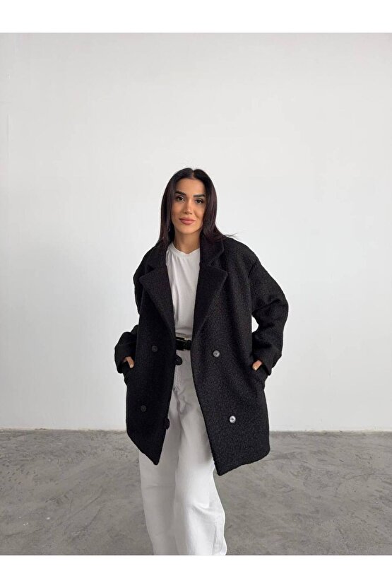 Kadın Buklet Kumaş Kısa Kaban