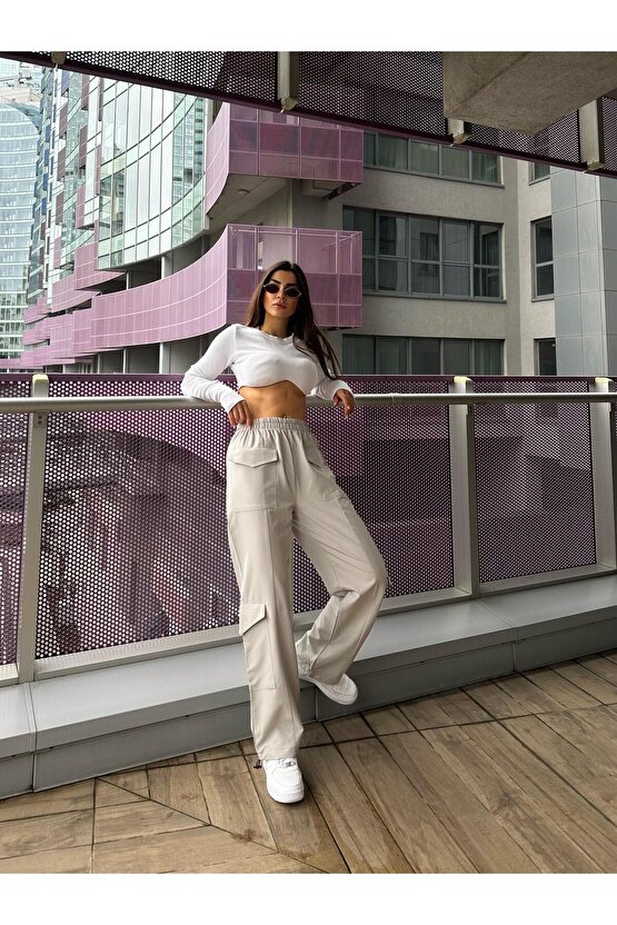 Dalgıç Kumaş Paraşut Model Lastikli Pantolon