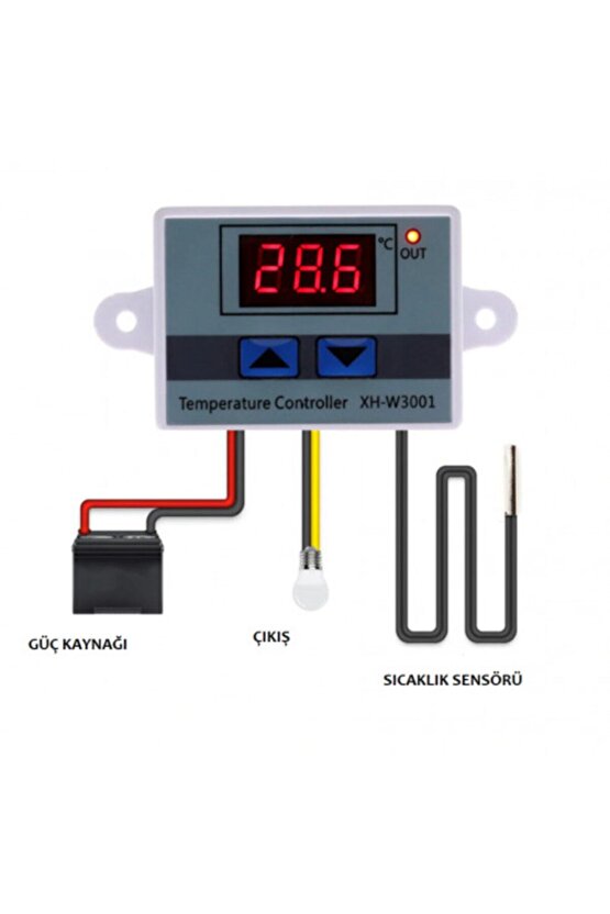 Xh-w3001 24v Dc Dijital Termostat Akvaryum Kuluçka Makinesi