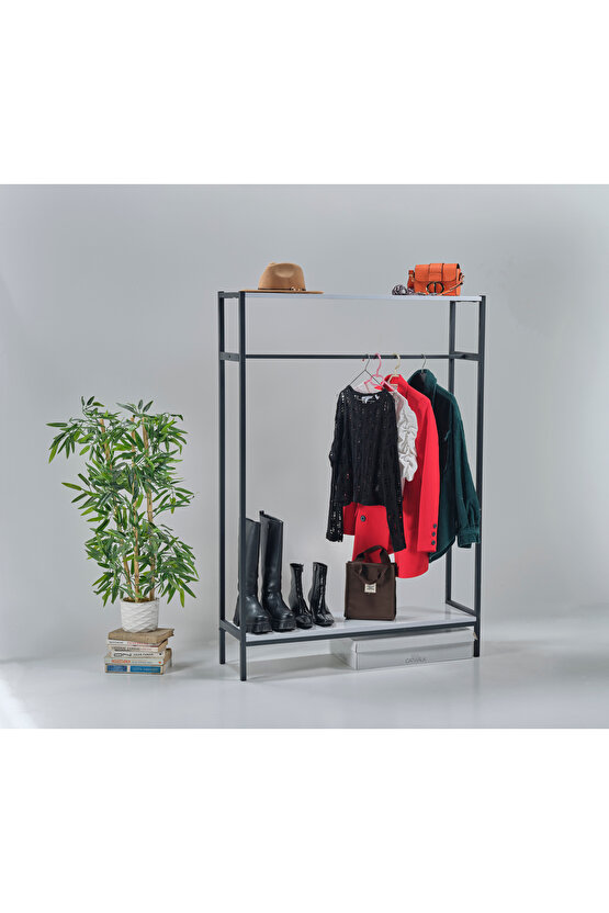 Raflı Askılık Konfeksiyon Askısı Elbise Askılığı