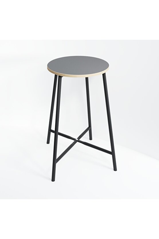 Oval 2 Kişilik Yemek Masası Bar Masası Mutfak Füme 1528