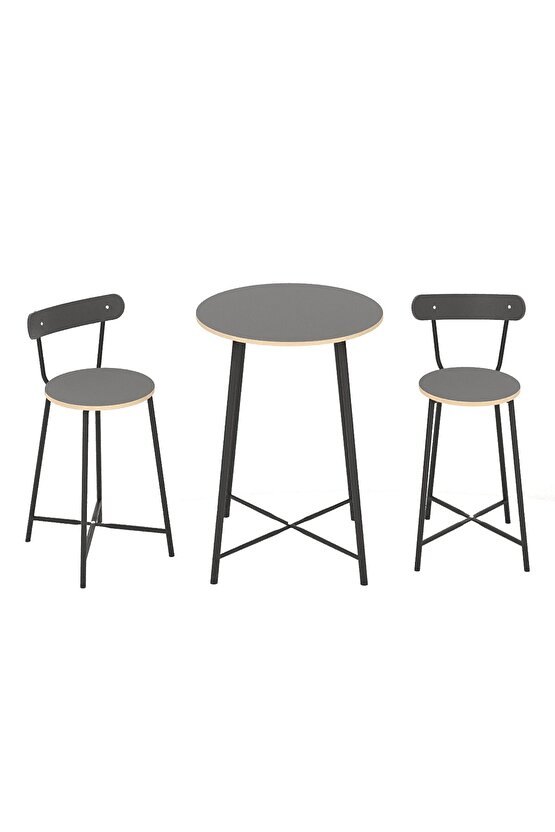 Mutfak Oval 2 Kişilik Bar Yemek Masası Füme 1517