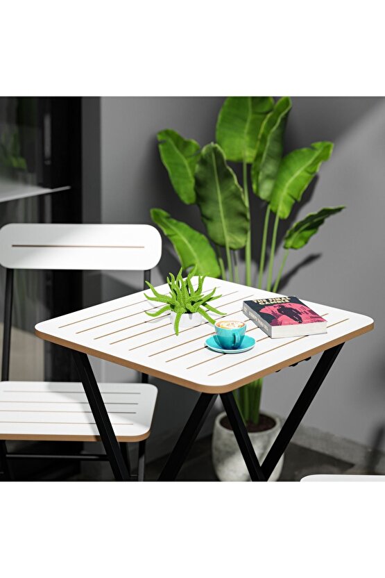 Bahçe Masa Sandalye Bistro Takım Beyaz 1393