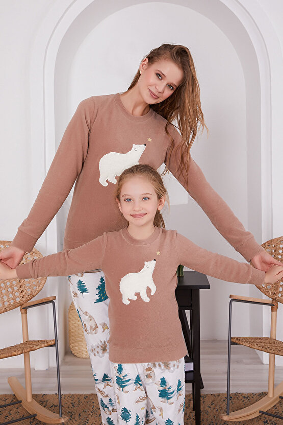 Polar Bear Camel Kız Çocuk Uzun Kol Pijama Takım