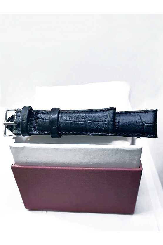 &Her Saate Uyumlu Hakiki Deri Saat Kordonu MAVİ 20 mm ( 316 )