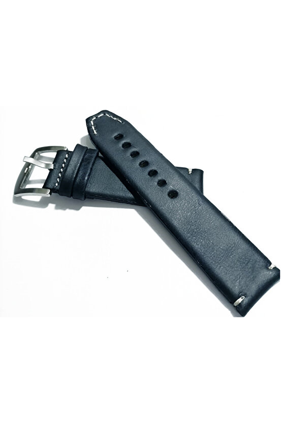 Greyzi Deri Fosil & Her Saate Uygun Saat Kordonu 22 mm kahve   (138 )Koyu mavi