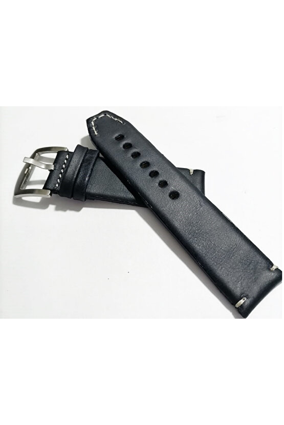 Deri Fosil & Her Saate Uygun Saat Kordonu 20 Mm Kahve   (139 )koyu Mavi