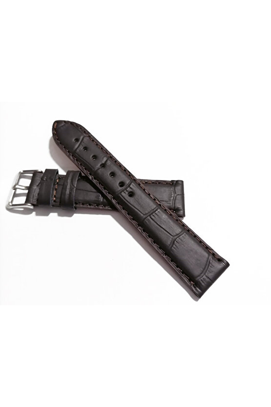 &Her Saate Uyumlu Hakiki  Dana  Derisi  Saat Kordonu 20   mm ( 127 )  mat kahverengi