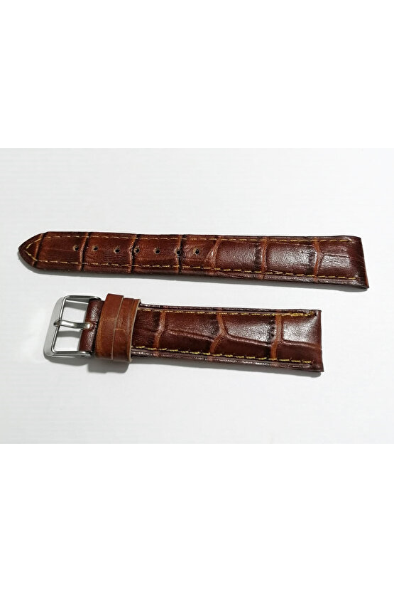&Her Saate Uyumlu Hakiki Kahverengi  Deri Saat Kordonu 18  mm  (102 )