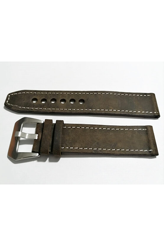 & Fosil  Uyumlu &Her Saate Uyumlu greyzi  Deri Saat Kordonu 24  mm  (87)  acı kahve