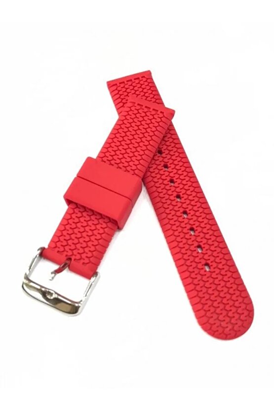 18 mm silikon Baskılı Desenli Saat Kordonu Kayışı kırmızı