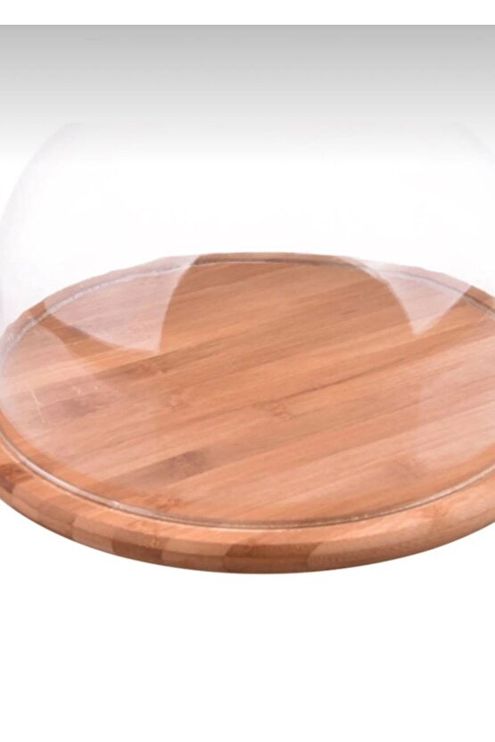 Akrilik Kapaklı Kek Fanusu – Ahşap Tabanlı Pasta Sunum Fanusu | Kapaklı Saklama ve Sunum Kabı