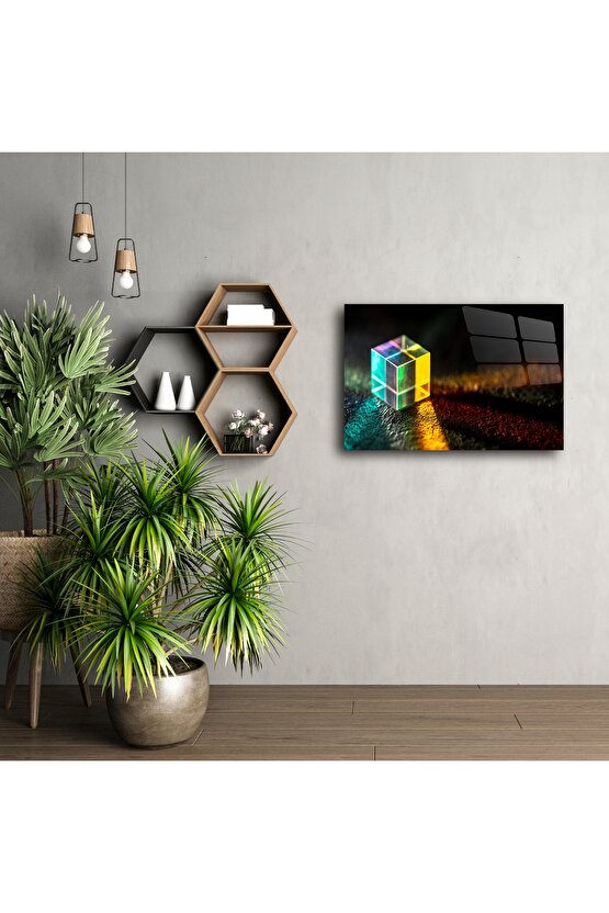 Kristal Cam Küp Prizma Duvar Sanatı