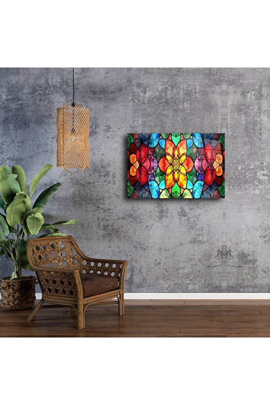 Renkli Çiçekli Cam Tablo