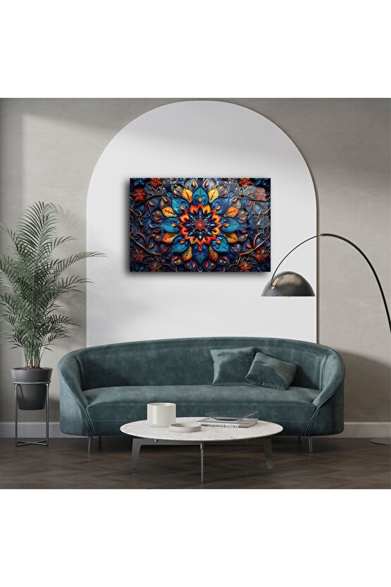 Mandala Çiçek Vitray Sanat Paneli