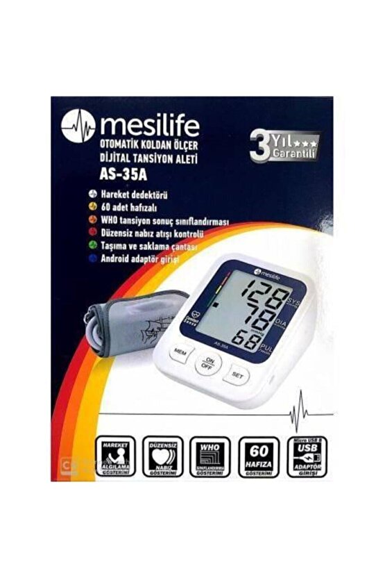 Mesılıfe Hafızalı Koldan Ölçer Dıjıtal Tansiyon Aleti As-35a