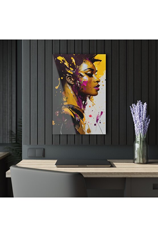 Kadın Model Cam Tablo Duvar Dekoru 7