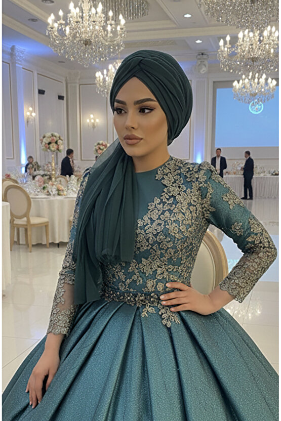 Petrol Mavi Tül Tokalı Bone