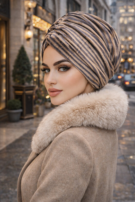 Füme Bej Kadife Büzgülü Salaş Bone