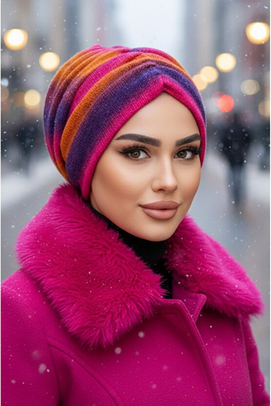 Renkli Kışlık Büzgülü Bone