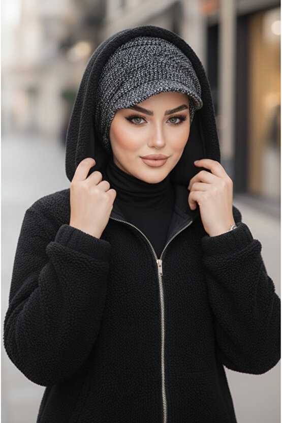 Siyah Melanj Tesettür Şapka