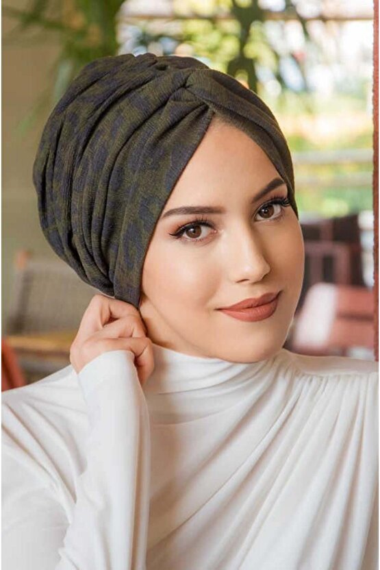 Haki Leopar Desen Burgu Bone