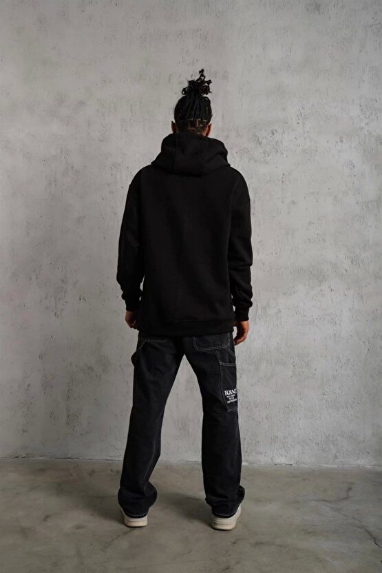 3 İplik Kapşonlu Sweatshirt hoodie - Siyah