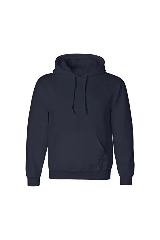 Bupel Erkek Uzun Kol Kapşonlu Basic Sweatshirt Hoodie - Lacivert